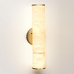 Бра с цилиндрическим плафоном из белого алебастра на круглом основании Латунь Cryptocrystalline Stone варинант исполнения - 1 | Loft Concept в Воронеже