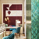 Обои ручная роспись в стиле Арт-деко Assemblage Original colourway on red silk dupion варинант исполнения - 3 | Loft Concept в Воронеже