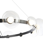 Люстра подвесная круглая с 12-ю прозрачными куполообразными плафонами и черным металлическим основанием Flos Wireline Lighting варинант исполнения - 5 | Loft Concept в Воронеже