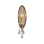 Бра с овальным зеркальным основанием с лампой в виде свечи и хрустальными подвесками Feiss варинант исполнения - 1 | Loft Concept в Воронеже