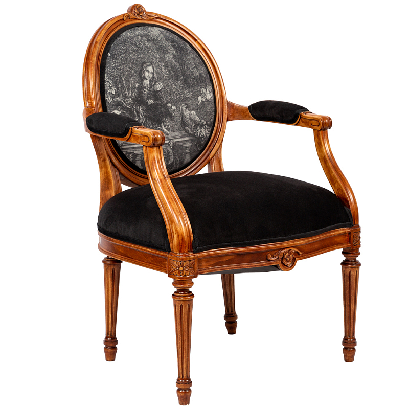 Кресло Marimon Armchair Left Черно-белый Коричневый в Воронеже | Loft Concept 