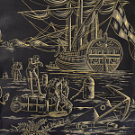 Обои ручная роспись Views of Italy Gold Outline варинант исполнения - 2 | Loft Concept в Воронеже