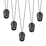 Подвесной светильник черными плафонами на длинных пересекающихся тросах Construction варинант исполнения - 3 | Loft Concept в Воронеже