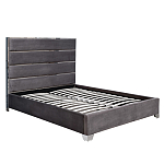 Кровать двуспальная серая с высоким мягким изголовьем Heart of the Bedroom варинант исполнения - 1 | Loft Concept в Воронеже