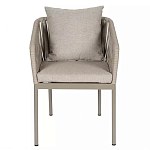 Стул серо-бежевый с декоративным плетением на спинке и подлокотниках Chair Weave варинант исполнения - 1 | Loft Concept в Воронеже