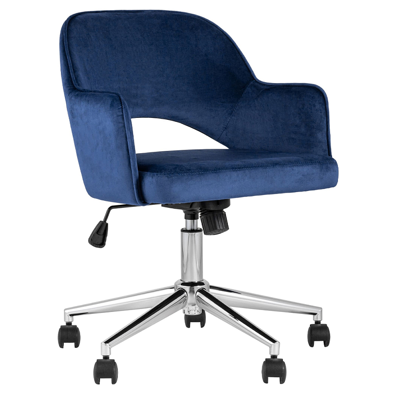 Кресло для компьютерного стола Veloury Blue Черный Хром Синий Кресло для компьютерного стола Veloury Blue Черный Хром Синий в Воронеже | Loft Concept
