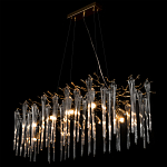 Люстра подвесная прямоугольная с бронзовыми акцентами и прозрачными стеклянными каплями Droplet Chandelier варинант исполнения - 4 | Loft Concept в Воронеже