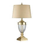 Настольная лампа со тканевым абажуром и прозрачным ребристым стеклянным основанием Quoizel варинант исполнения - 5 | Loft Concept в Воронеже