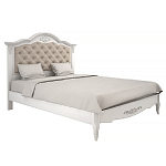 Кровать белая из массива бука с основанием и мягким изголовьем в стиле прованс White Provence варинант исполнения - 1 | Loft Concept в Воронеже