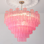 Элитная Люстра Textured Glass Pink Chandelier Ярко Розовое стекло варинант исполнения - 1 | Loft Concept в Воронеже