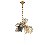 Люстра подвесная со стеклянными плафонами из дымчатого и золотистого с тремя вертикальными подвесками Gilded Mirage  варинант исполнения - 5 | Loft Concept в Воронеже