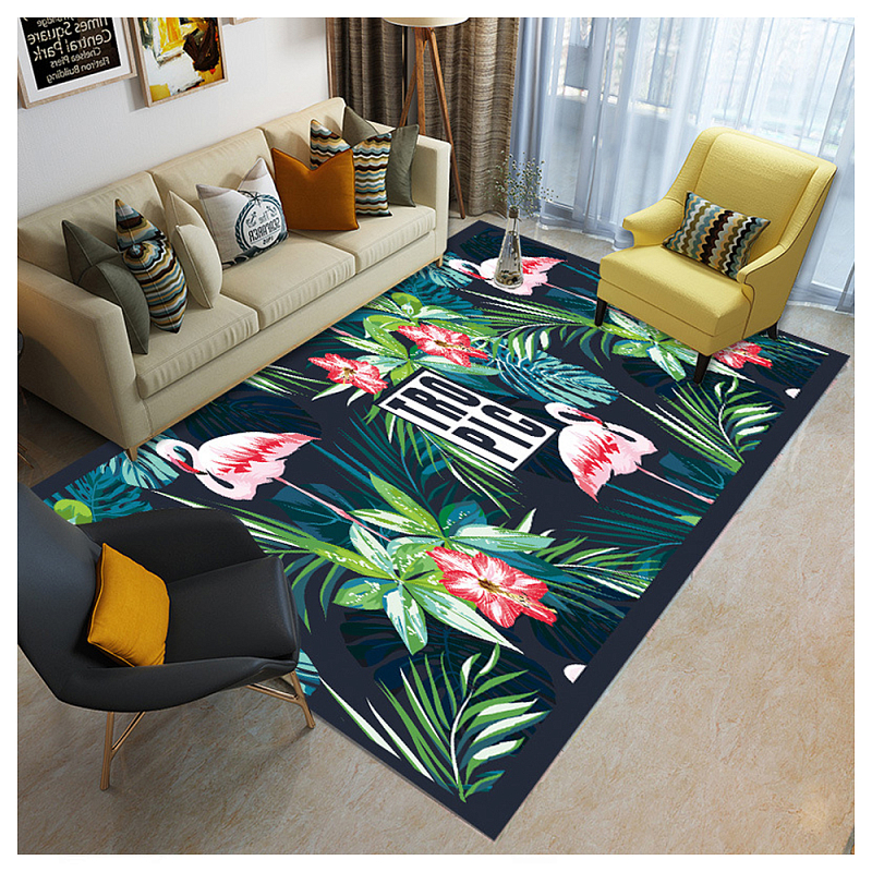 Ковёр с принтом Розовый Фламинго Carpet Pink Night Flamingo Мульти в Воронеже | Loft Concept 