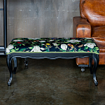 Банкетка из натурального бука черная с изображением птиц и цветов Blooming Birds варинант исполнения - 2 | Loft Concept в Воронеже