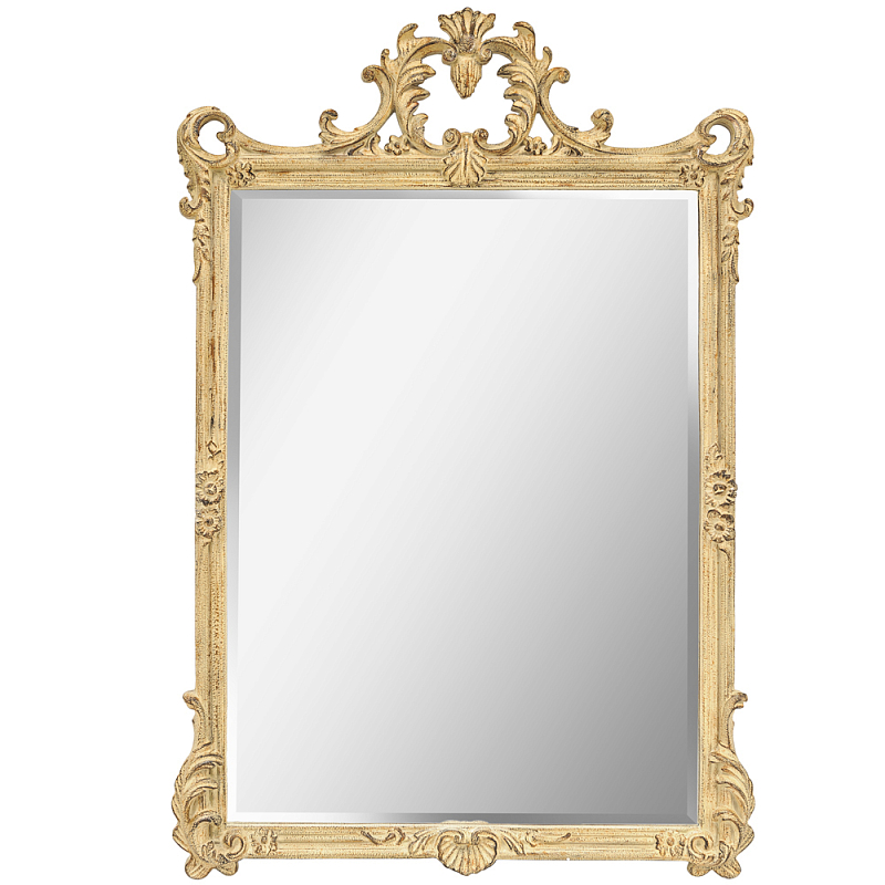 Зеркало настенное в раме бежевого цвета с эффектом старины Classic Ornament Mirror Бежевый Зеркало в Воронеже | Loft Concept 