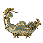 Чаша голубого цвета с оранментом и и бронзовыми фигурами леопардов Eden Garden варинант исполнения - 1 | Loft Concept в Воронеже