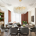 Люстра с хрустальными подвесками на металлических ветках Fairytree Light Gold Chandelier 18 варинант исполнения - 2 | Loft Concept в Воронеже