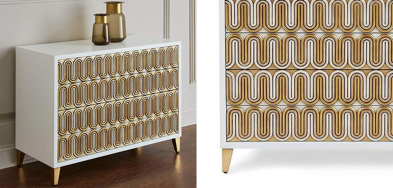 Комод Park Avenue Brass Wave Pattern Chest of Drawers Комод Park Avenue Brass Wave Pattern Chest of Drawers - Loft-Concept в Воронеже