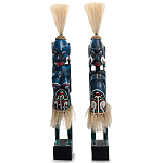 Комплект из 2-х деревянных статуэток Asmat Straw Headdress Statuettes Blue Red варинант исполнения - 5 | Loft Concept в Воронеже