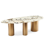 Обеденный стол с асимметричной столешницей на 3-х массивных золотых ножках Commonwealth Table варинант исполнения - 1 | Loft Concept в Воронеже