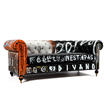 Диван Честерфильд граффити graffiti Orange Sofa натуральная кожа варинант исполнения - 1 | Loft Concept в Воронеже