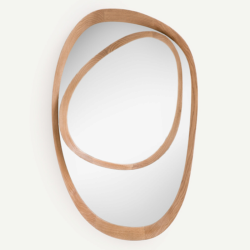 Ассиметричное зеркало в дубовой раме Infinity Symbol Светлый дуб в Воронеже | Loft Concept 