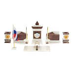 Настольный письменный набор из мрамора и лемезита с гербом и флагом России Marble Accessory варинант исполнения - 1 | Loft Concept в Воронеже