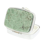 Таблетница карманная прямоугольная с 2-мя отделениями с зеркалом и накладкой из натурального камня Жадеит Silver Stone Pillboxes варинант исполнения - 2 | Loft Concept в Воронеже