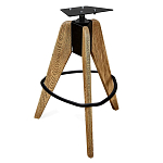 Барный стул со спинкой и металлической подставкой на 3-х деревянных ножках Горчичный Велюр Vendramin Chair варинант исполнения - 4 | Loft Concept в Воронеже