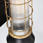 Настенный фонарь цилиндрической формы с рифленым стеклом в золотом каркасе на черном прямоугольном основании Eurofase варинант исполнения - 3 | Loft Concept в Воронеже