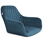 Барный стул со спинкой и подлокотниками на 4-х металлических ножках Douglas Rhombus Синий Велюр варинант исполнения - 2 | Loft Concept в Воронеже