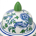 Ваза с крышкой и зелено-голубым рисунком на белом фоне 51 см Blue & White Ornament варинант исполнения - 3 | Loft Concept в Воронеже