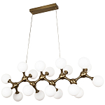 Линейная люстра с плафонами из стеклянных шаров Pearls Suspension Linear Brass Chandelier варинант исполнения - 1 | Loft Concept в Воронеже