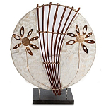 Настольная лампа из перламутра и дерева на подставке Indonesian Shell Flower варинант исполнения - 1 | Loft Concept в Воронеже