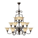 Люстра трехъярусная бронзового цвета с 15-ю кремовыми плафонами в форме чаш Hinkley варинант исполнения - 2 | Loft Concept в Воронеже