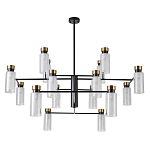 Люстра потолочная с 16-ю цилиндрическими плафонами из стекла и черным каркасом Noir Poise варинант исполнения - 1 | Loft Concept в Воронеже