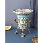 Ваза из голубого фарфора с рисунком птиц и цветов и декоративными элементами Blue Garden варинант исполнения - 6 | Loft Concept в Воронеже