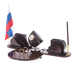 Настольный письменный набор из природного камня обсидиана коричневого Team leader варинант исполнения - 2 | Loft Concept в Воронеже