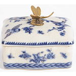 Фарфоровая шкатулка с бронзовой стрекозой Blue and White варинант исполнения - 4 | Loft Concept в Воронеже