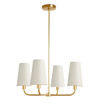 Люстра золотая с белыми тканевыми абажурами Coolness варинант исполнения - 1 | Loft Concept в Воронеже