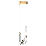 Подвесной светильник с декоративной фигуркой птицы на прозрачной изогнутой трубке Ganthea варинант исполнения - 3 | Loft Concept в Воронеже