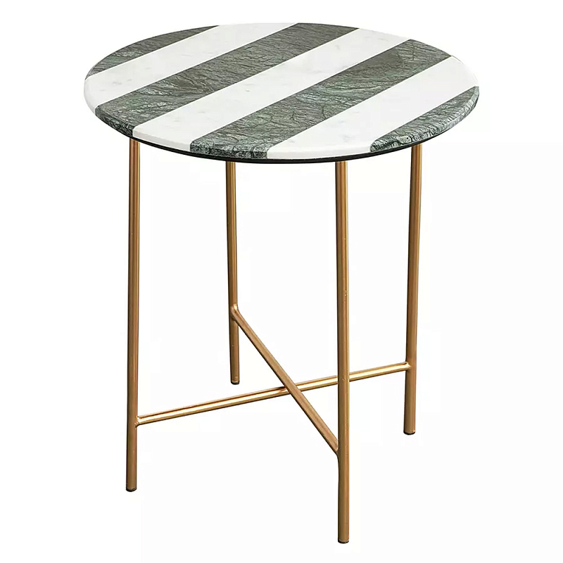 Столик приставной с круглой столешницей с полосатым узором Tabletops with Striped Pattern Серый Белый в Воронеже | Loft Concept 