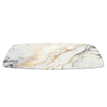 Обеденный стол с прямоугольной столешницей из стекла на черных металлических ножках White Marble варинант исполнения - 3 | Loft Concept в Воронеже