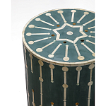 Приставной круглый столик с инкрустацией blue Mandika Bone Inlay  варинант исполнения - 1 | Loft Concept в Воронеже