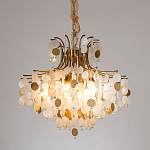 Люстра подвесная с белыми и золотыми круглыми подвесками Диаметр 70 см SHELL Chandelier варинант исполнения - 2 | Loft Concept в Воронеже