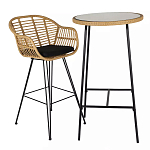 Барный столик с круглой плетеной столешницей Wicker Table Top варинант исполнения - 3 | Loft Concept в Воронеже