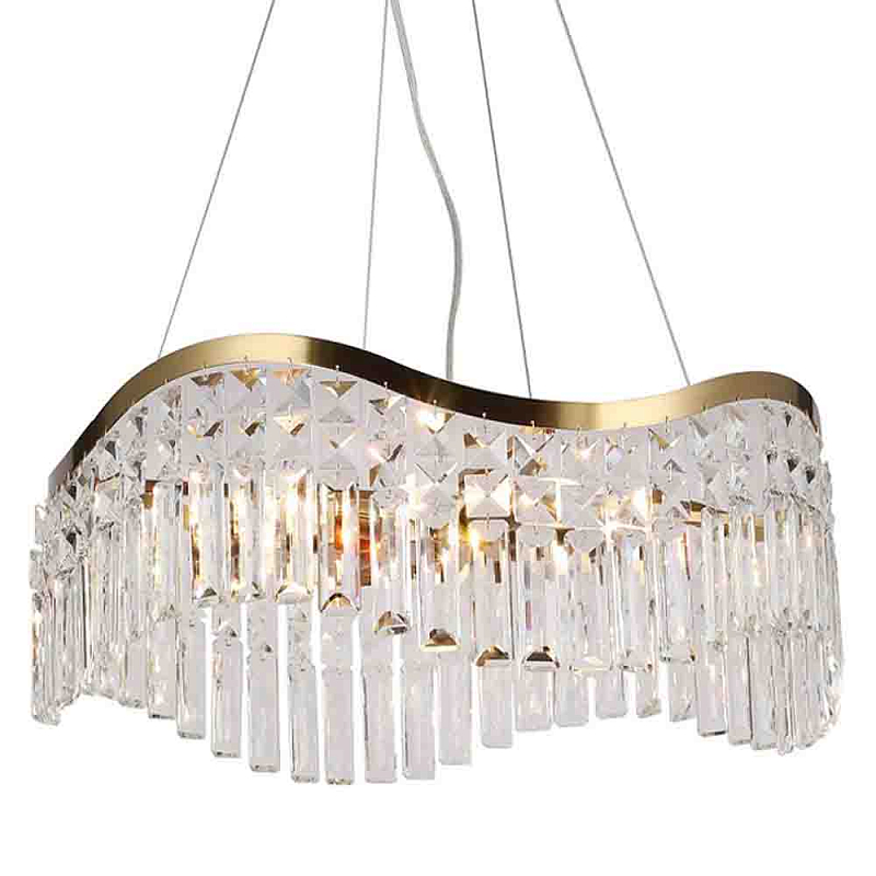 Люстра подвесная волнистой формы с хрустальными подвесками Ludivine Lighting Прозрачный Золотой Люстра подвесная волнистой формы с хрустальными подвесками Ludivine Lighting Прозрачный Золотой в Воронеже | Loft Concept