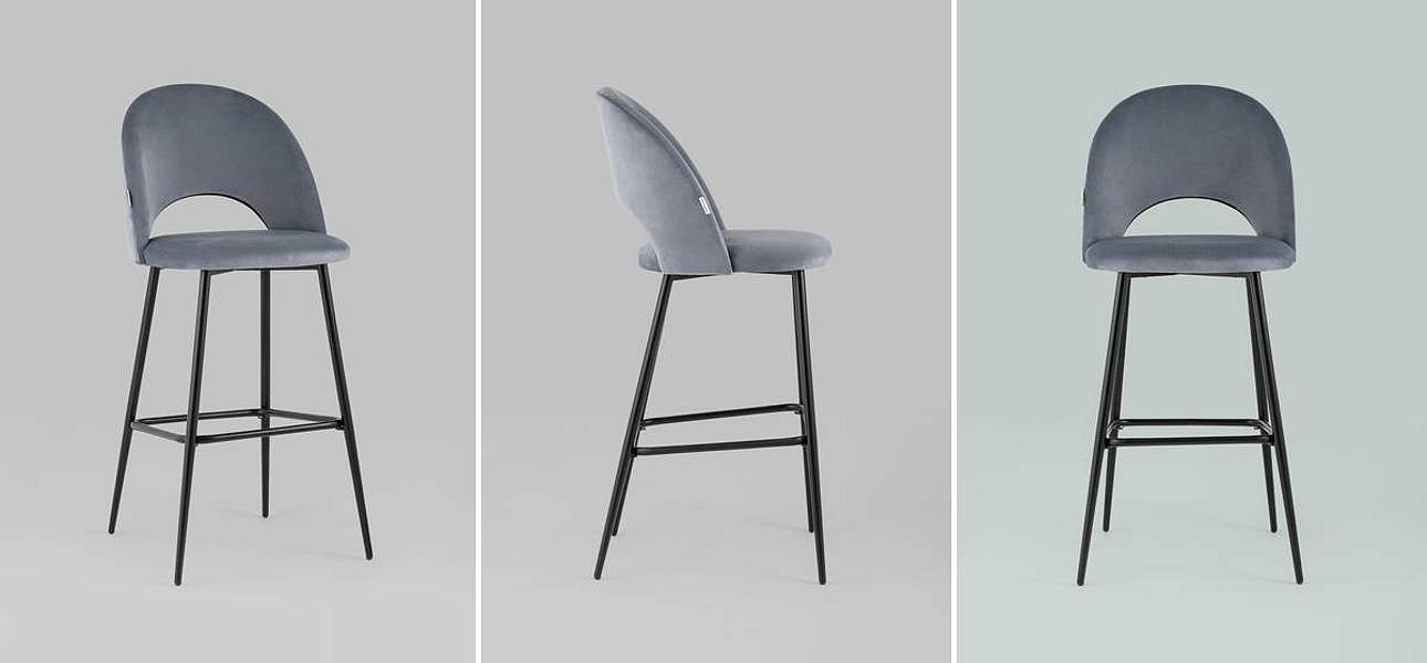 Барный Стул CLIFF Chair Серый Велюр Барный Стул CLIFF Chair Серый Велюр - Loft-Concept в Воронеже