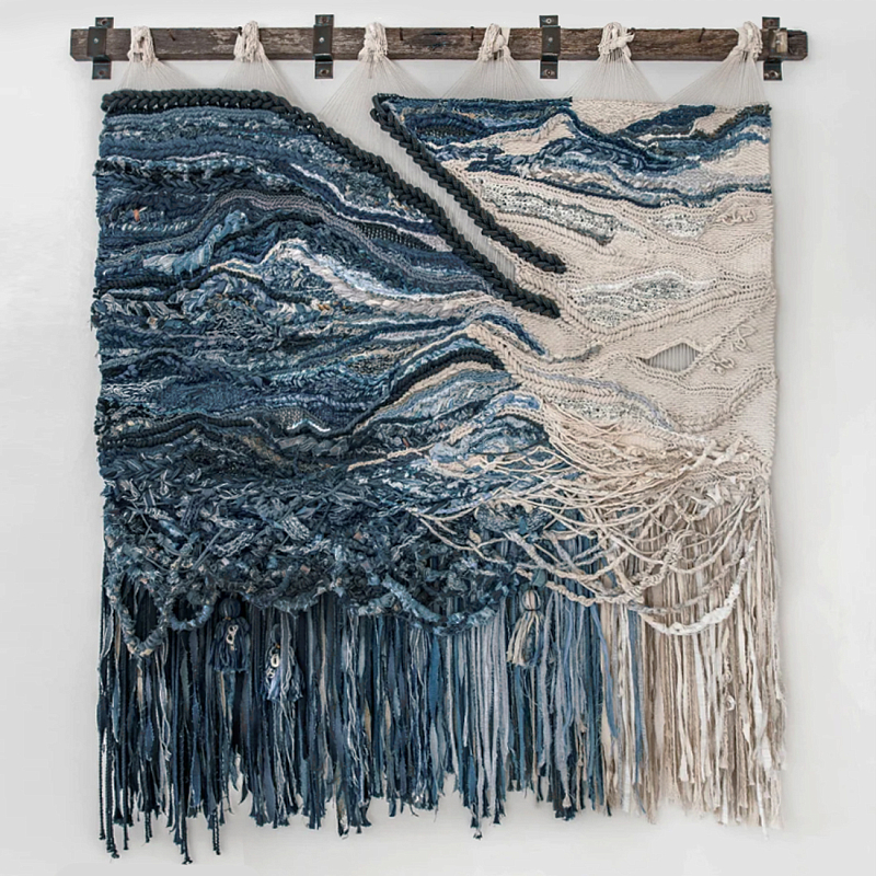 Большой гобелен в синих оттенках Blue Undine Бежевый Синий в Воронеже | Loft Concept 