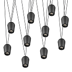 Подвесной светильник черными плафонами на длинных пересекающихся тросах Construction варинант исполнения - 9 | Loft Concept в Воронеже