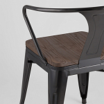 Черный глянцевый стул с сиденьем из натурального дерева TOLIX варинант исполнения - 7 | Loft Concept в Воронеже